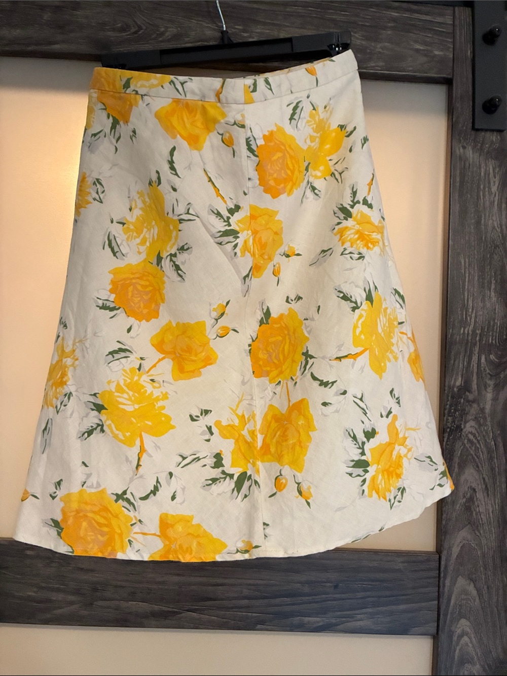 Banana Republic Cream A-Line Skirt with Yellow Floral Print